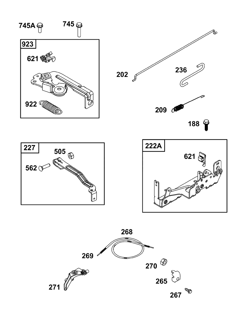 Controls Group Diagram and Parts List for 09P602-0024-H5 020000 - 09Z999 Briggs and Stratton Engine
